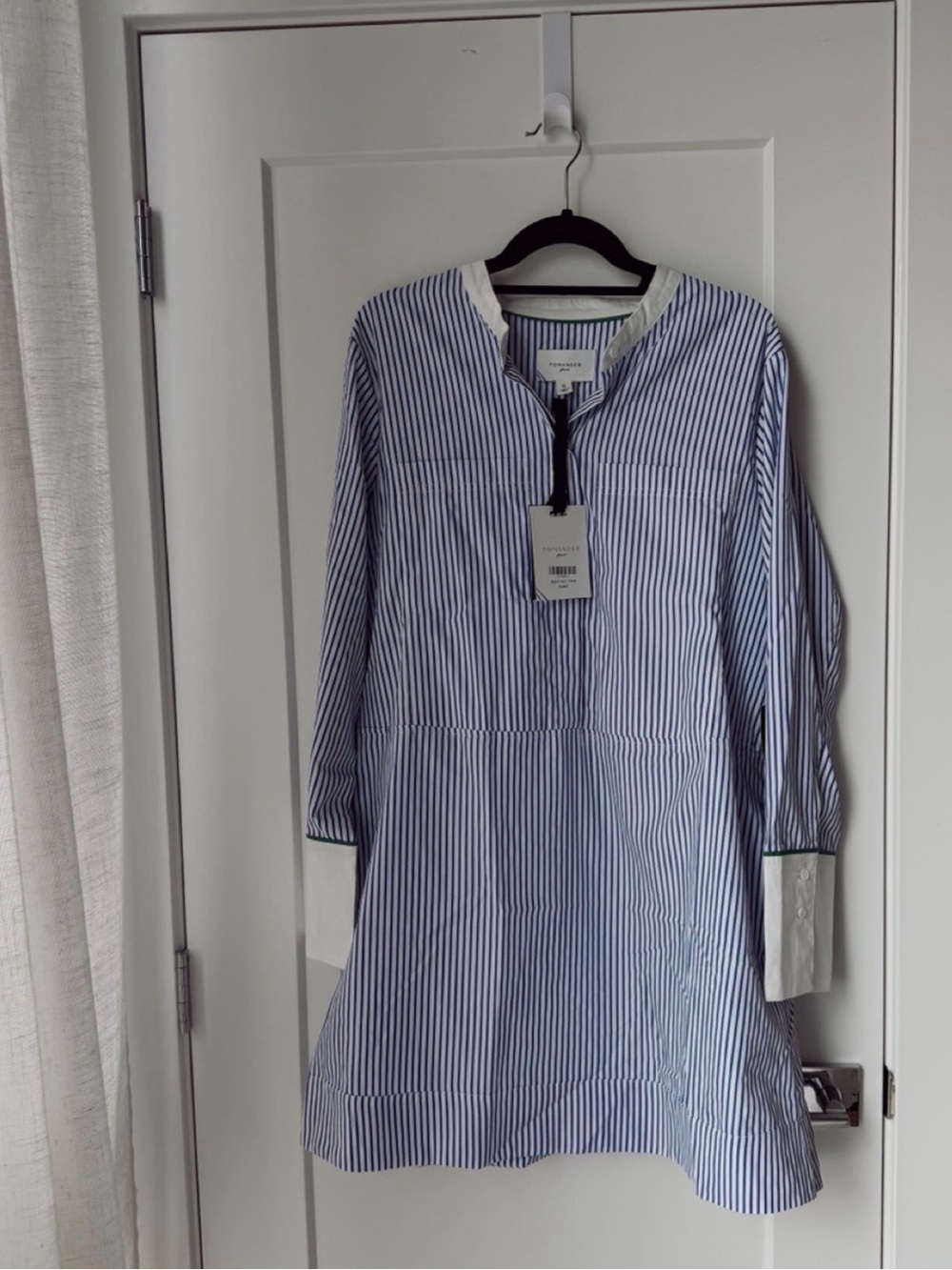 Pomander Place Blue and White Striped Long Sleeve Dress, NWT
